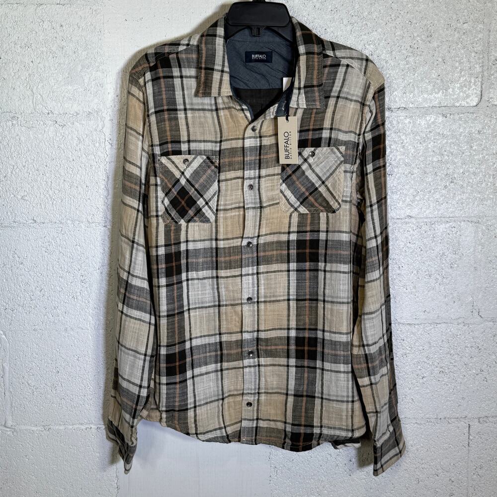 Buffalo David Bitton Men's Saolo Plaid Shirt Tan XL $80